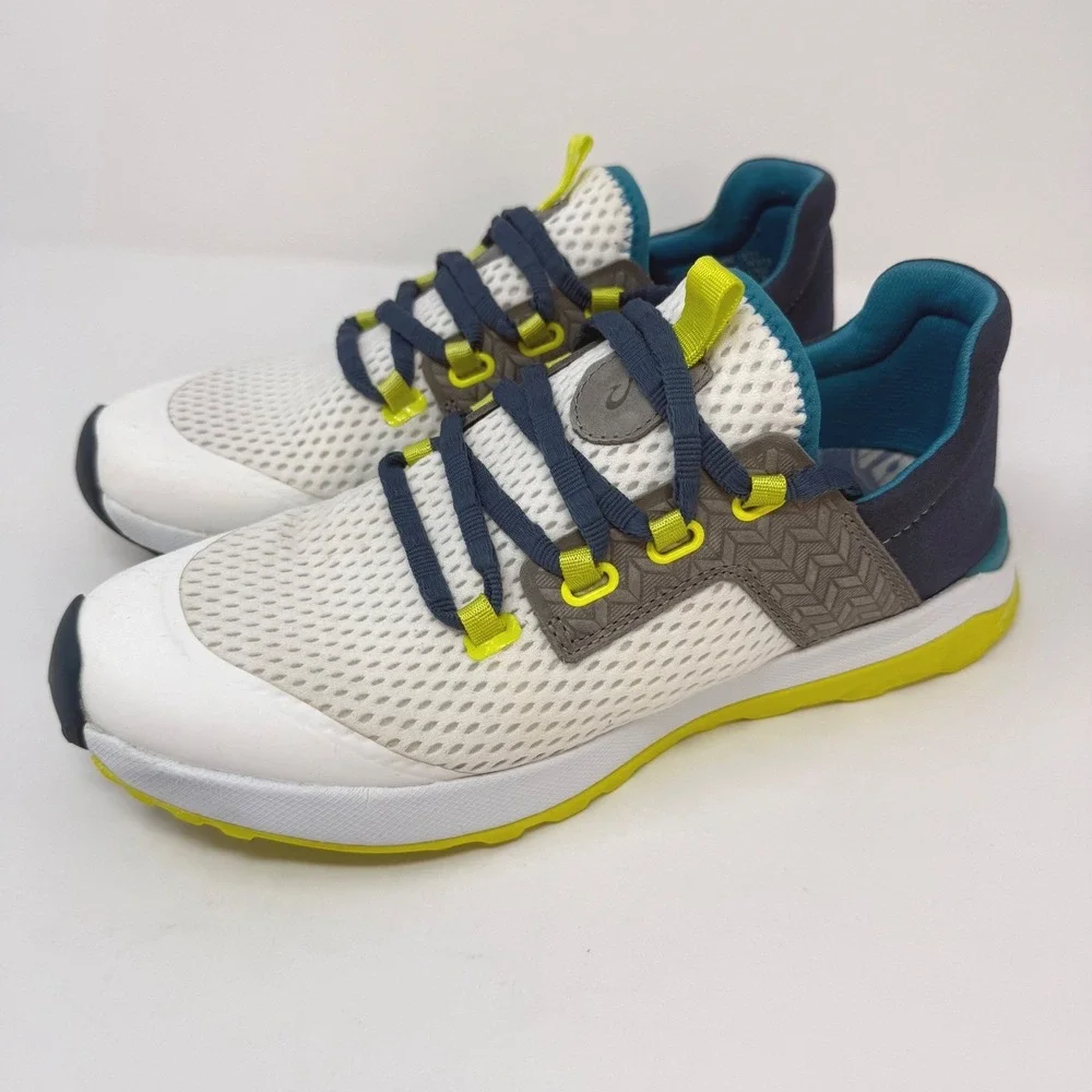OluKai Waileuku Womens 9 White‎ Blue Lime Mesh Athletic Sneakers